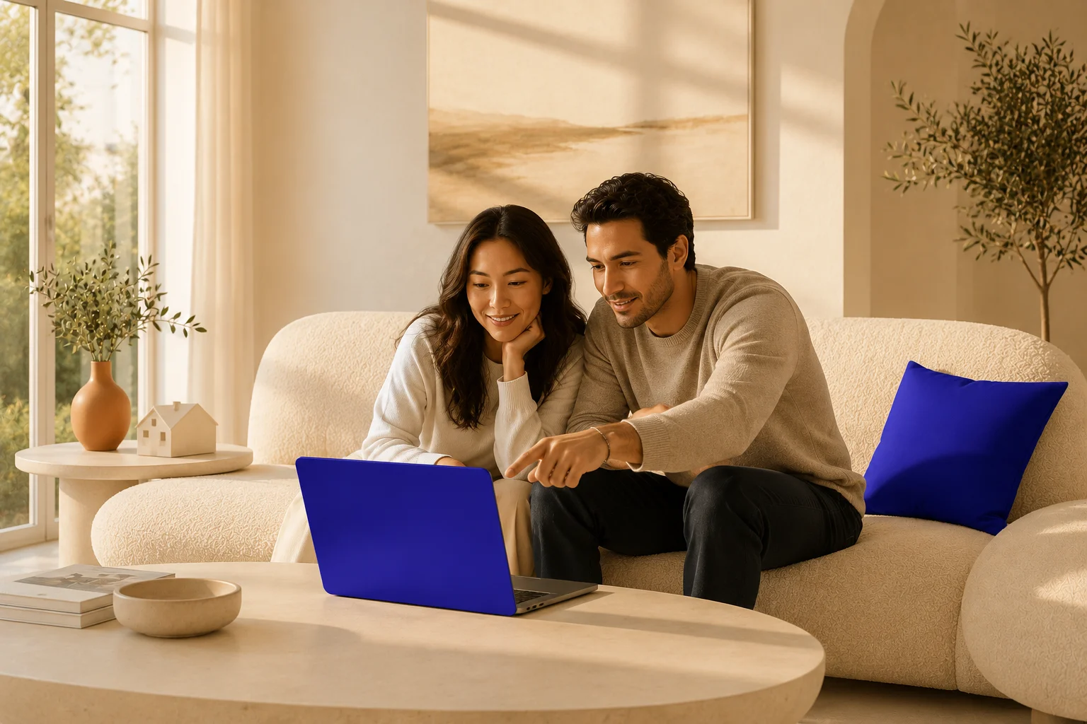 Estimating a mortgage payment at home on a laptop